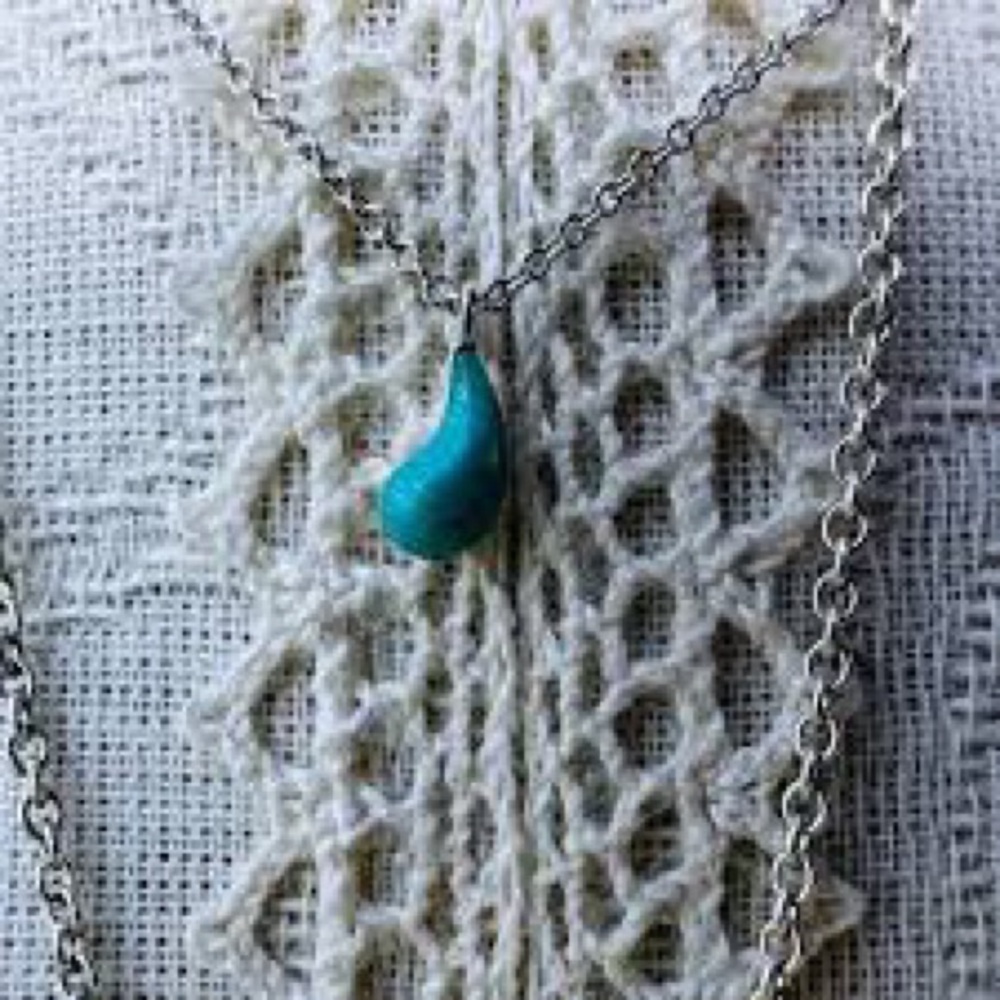 Tiffany & Co. Elsa Peretti Turquoise Teardrop Sterling Silver Necklace 16” - Picture 9 of 11